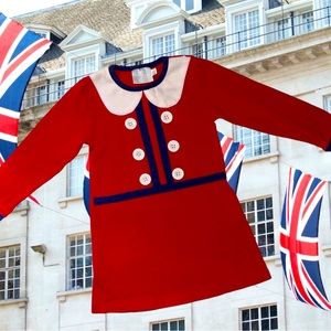 Little English red Sophie dress comfy cotton so proper and adorable
